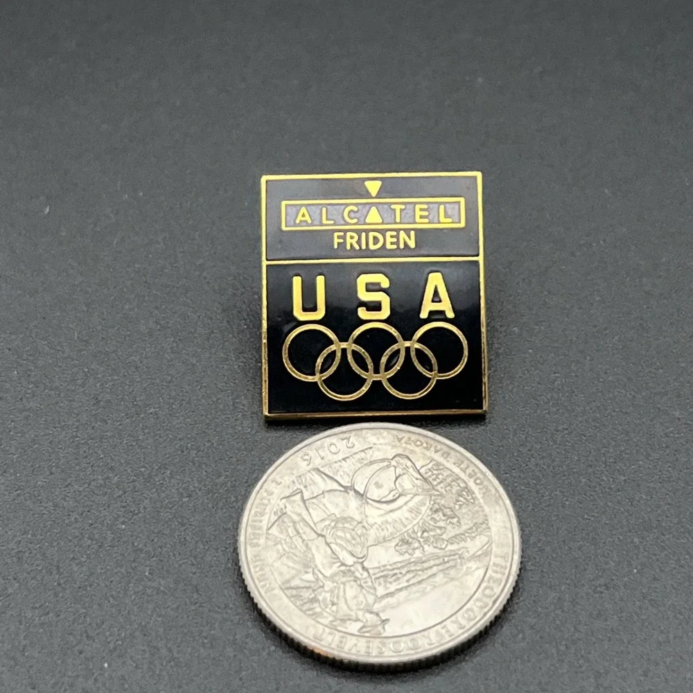 Vintage Olympic Games Alcatel Friden Team USA Sponsor Lapel‎ Hat Pin